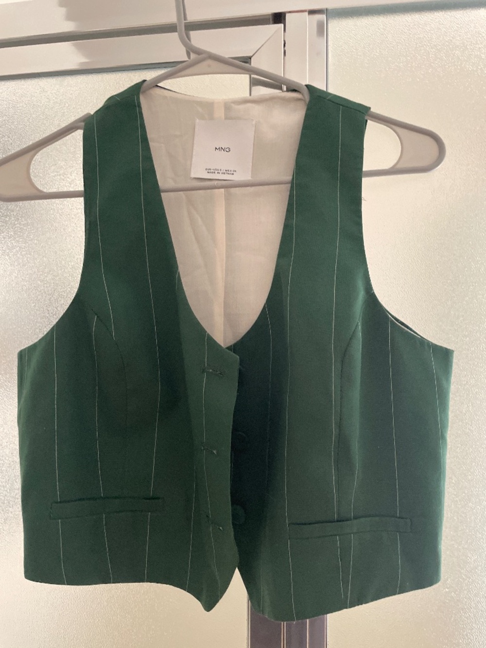 MANGO green pinstriped pants and vest